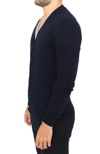 Ermanno Scervino Blue Wool Cashmere Cardigan Pullover Sweater - Zeiniez