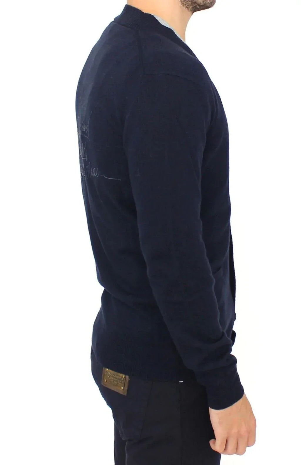 Ermanno Scervino Blue Wool Cashmere Cardigan Pullover Sweater - Zeiniez