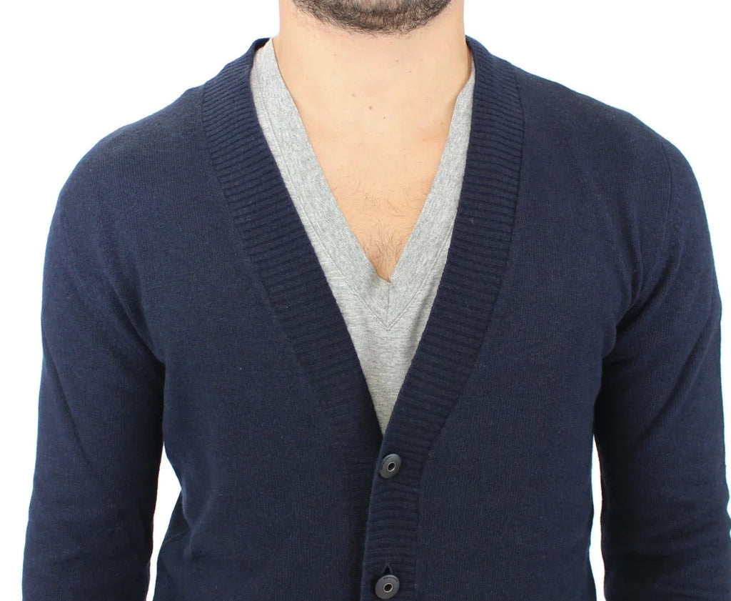 Ermanno Scervino Blue Wool Cashmere Cardigan Pullover Sweater - Zeiniez