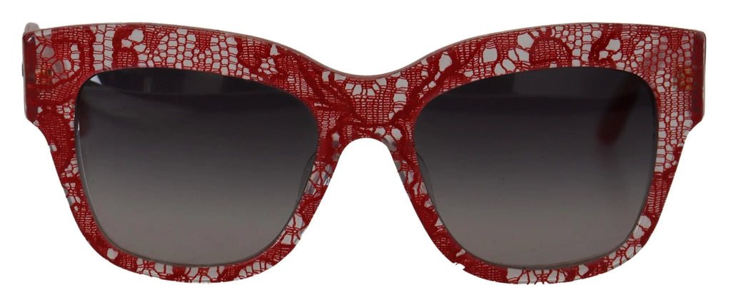 Dolce & Gabbana Red Lace Acetate Rectangle Shades DG4231F Sunglasses - Zeiniez