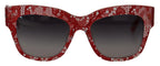 Dolce & Gabbana Red Lace Acetate Rectangle Shades DG4231F Sunglasses - Zeiniez