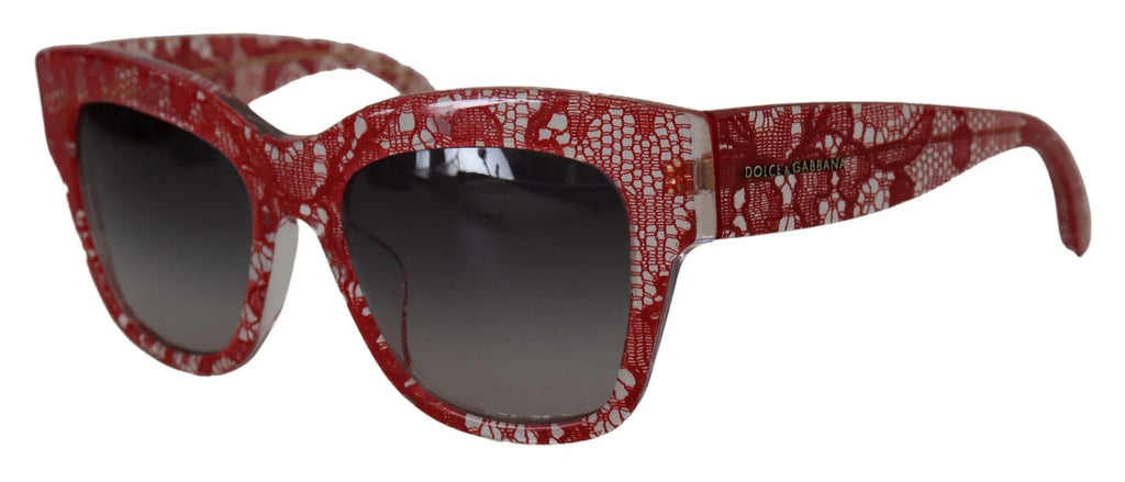 Dolce & Gabbana Red Lace Acetate Rectangle Shades DG4231F Sunglasses - Zeiniez