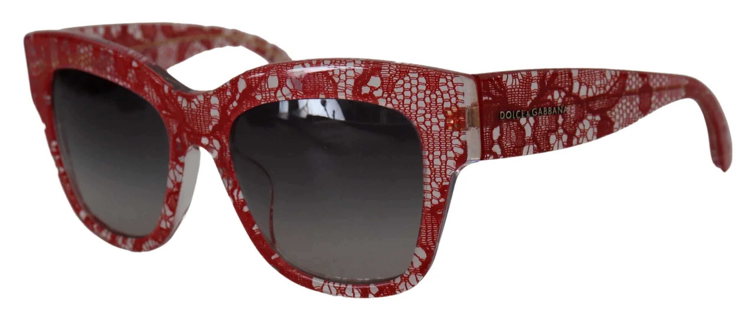 Dolce & Gabbana Red Lace Acetate Rectangle Shades DG4231F Sunglasses - Zeiniez