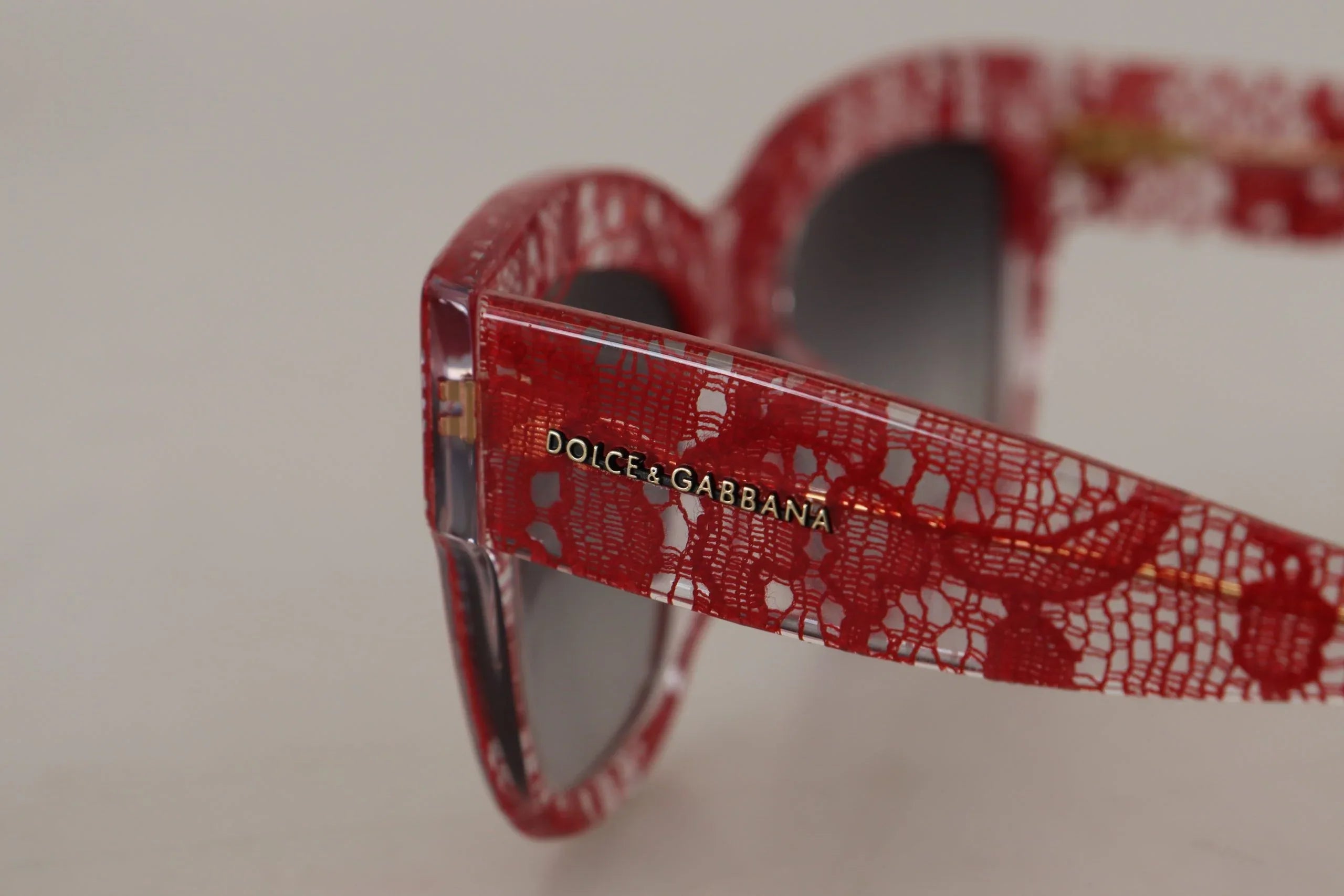 Dolce & Gabbana Red Lace Acetate Rectangle Shades DG4231F Sunglasses - Zeiniez