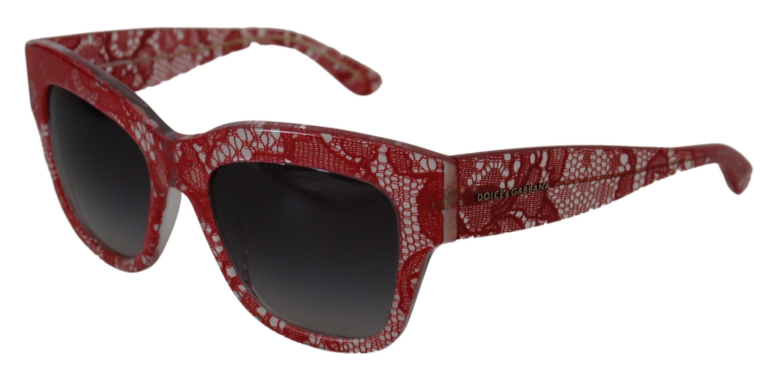 Dolce & Gabbana Red Lace Acetate Rectangle Shades DG4231Sunglasses - Zeiniez
