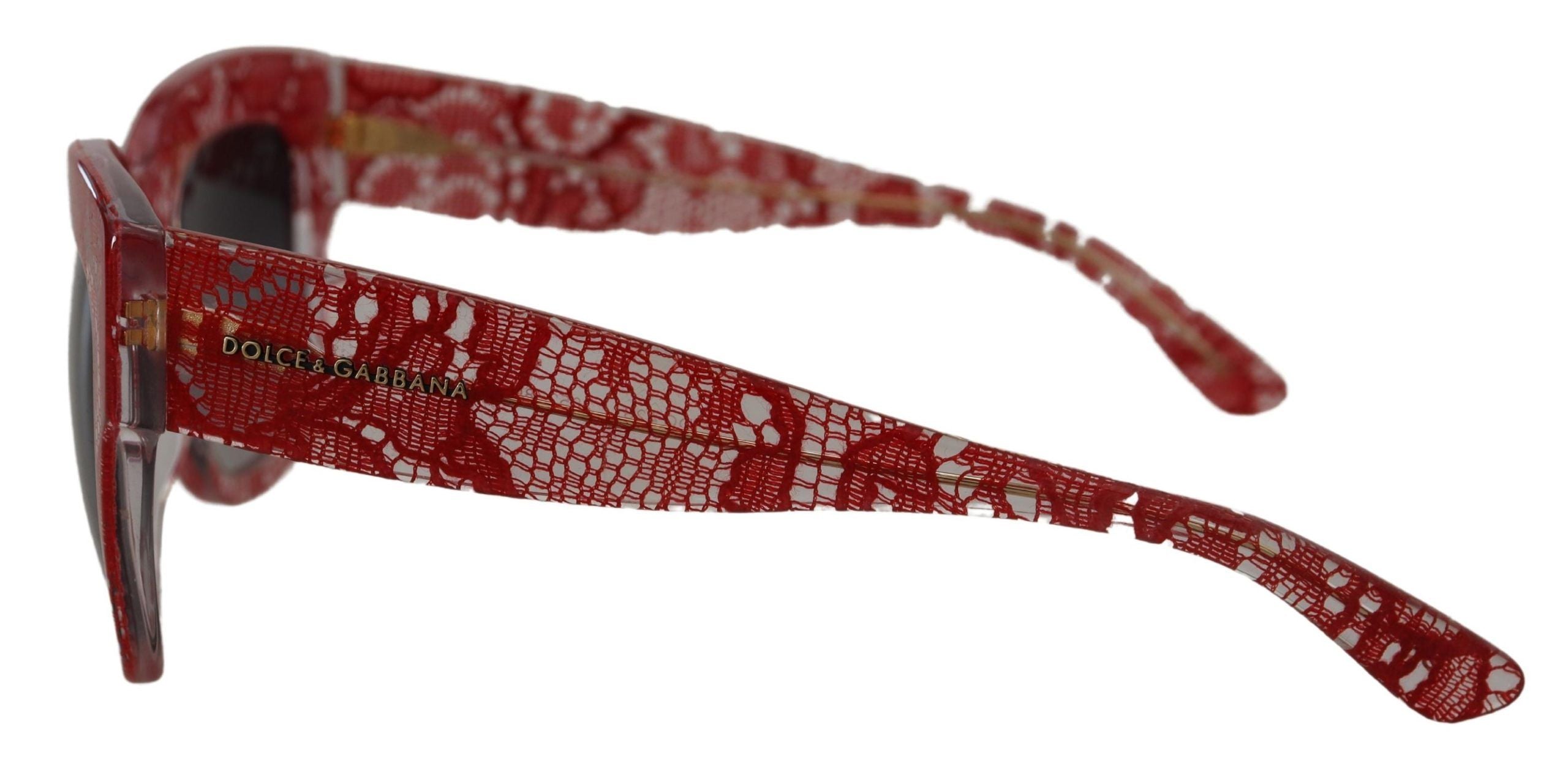 Dolce & Gabbana Red Lace Acetate Rectangle Shades DG4231Sunglasses - Zeiniez