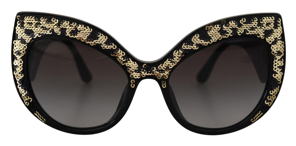 Dolce & Gabbana Black Gold Sequin Butterfly Polarized DG4326 Sunglasses - Zeiniez