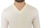 Ermanno Scervino Off White Wool Blend V-neck Pullover Sweater - Zeiniez
