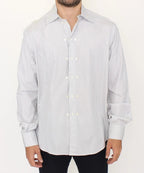 Ermanno Scervino White Gray Striped Regular Fit Casual Shirt - Zeiniez