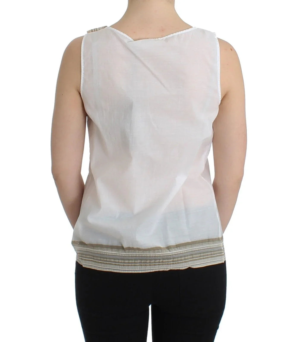 Ermanno Scervino White Top Blouse Tank Shirt Sleeveless - Zeiniez