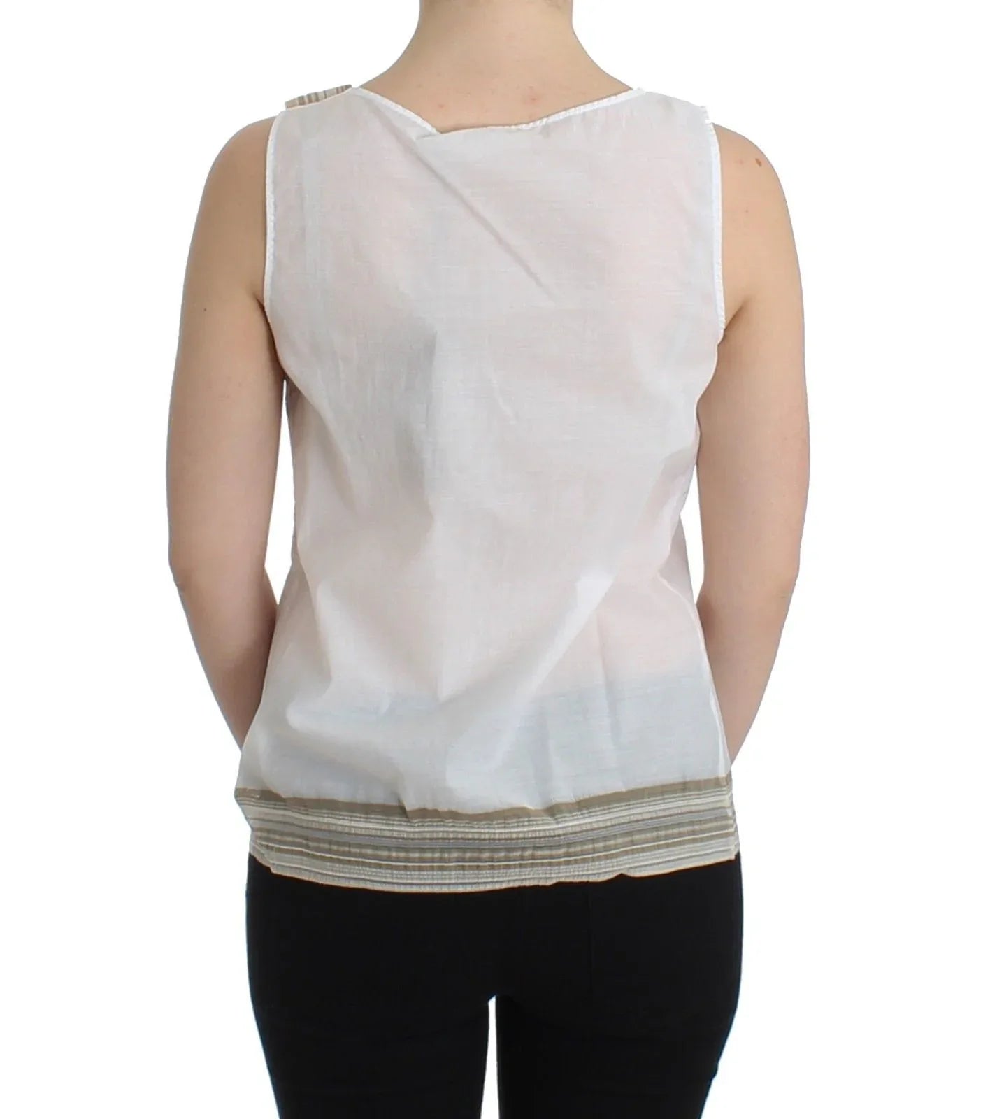 Ermanno Scervino White Top Blouse Tank Shirt Sleeveless - Zeiniez