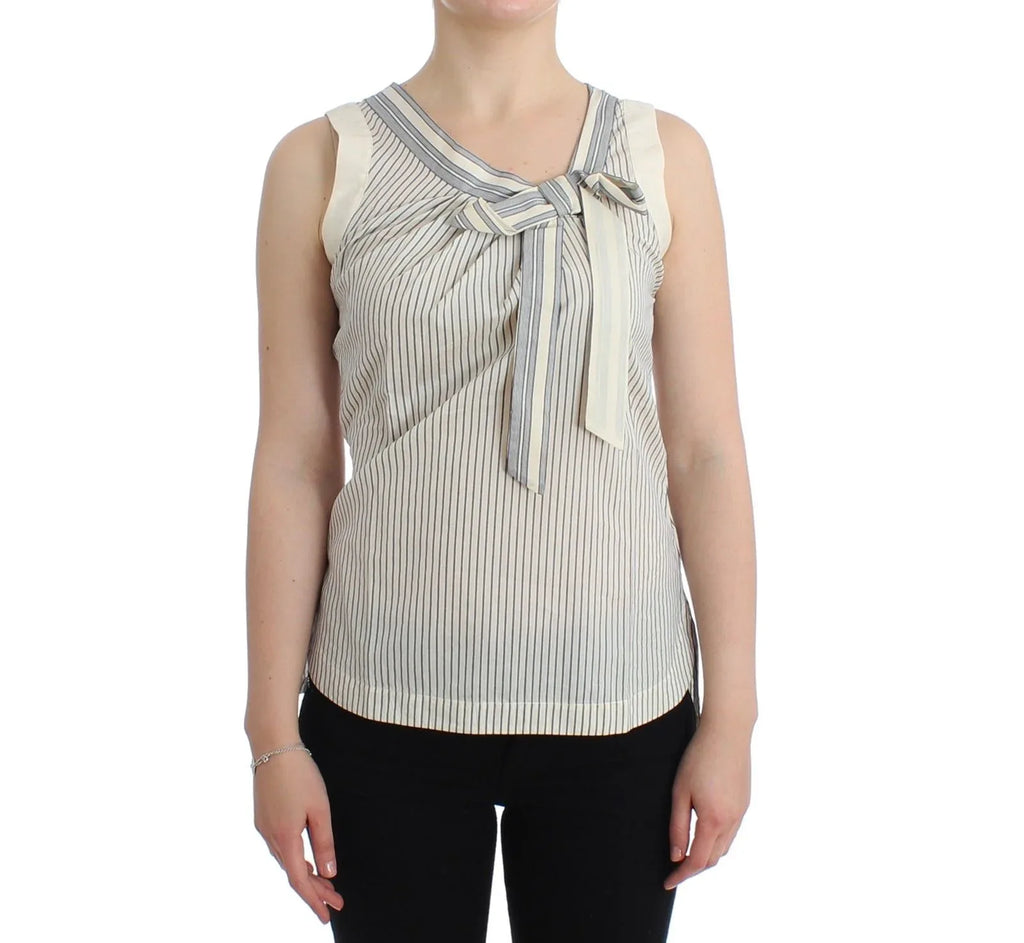 Ermanno Scervino Beachwear Striped Top Blouse Shirt Bow Tank - Zeiniez