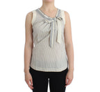 Ermanno Scervino Beachwear Striped Top Blouse Shirt Bow Tank - Zeiniez