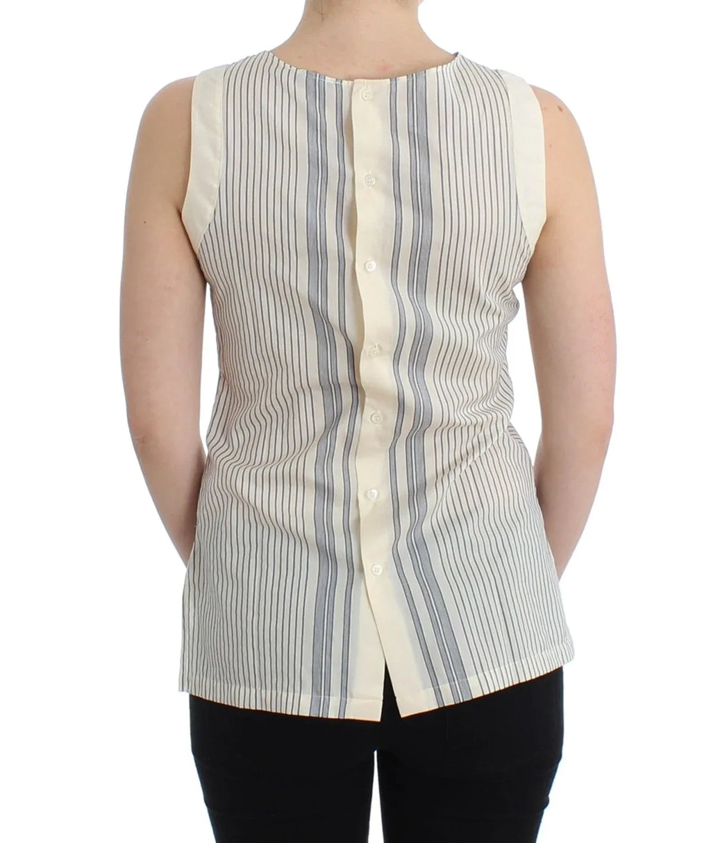 Ermanno Scervino Beachwear Striped Top Blouse Shirt Bow Tank - Zeiniez