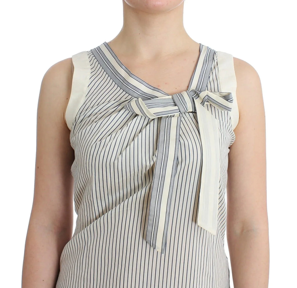 Ermanno Scervino Beachwear Striped Top Blouse Shirt Bow Tank - Zeiniez