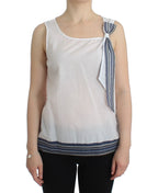 Ermanno Scervino White Blue Top Blouse Tank Shirt Sleeveless - Zeiniez