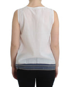 Ermanno Scervino White Blue Top Blouse Tank Shirt Sleeveless - Zeiniez
