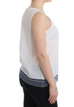 Ermanno Scervino White Blue Top Blouse Tank Shirt Sleeveless - Zeiniez
