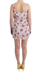 Ermanno Scervino Beachwear Pink Floral Beach Mini Dress Short - Zeiniez