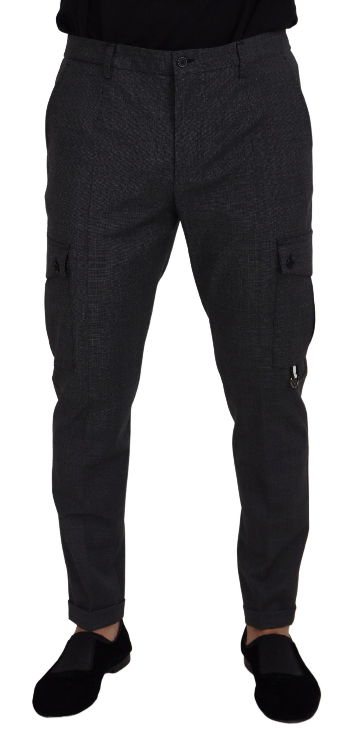 Dolce & Gabbana Gray Checked Cargo Trousers Stretch Pants - Zeiniez