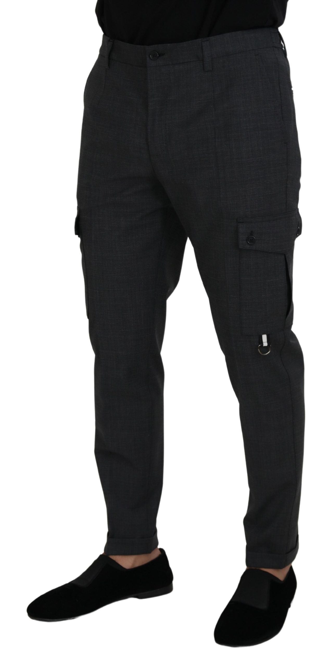Dolce & Gabbana Gray Checked Cargo Trousers Stretch Pants - Zeiniez