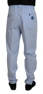 Dolce & Gabbana Blue Cotton Stretch Trousers Chinos Pants - Zeiniez