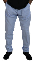 Dolce & Gabbana Blue Cotton Stretch Trousers Chinos Pants - Zeiniez