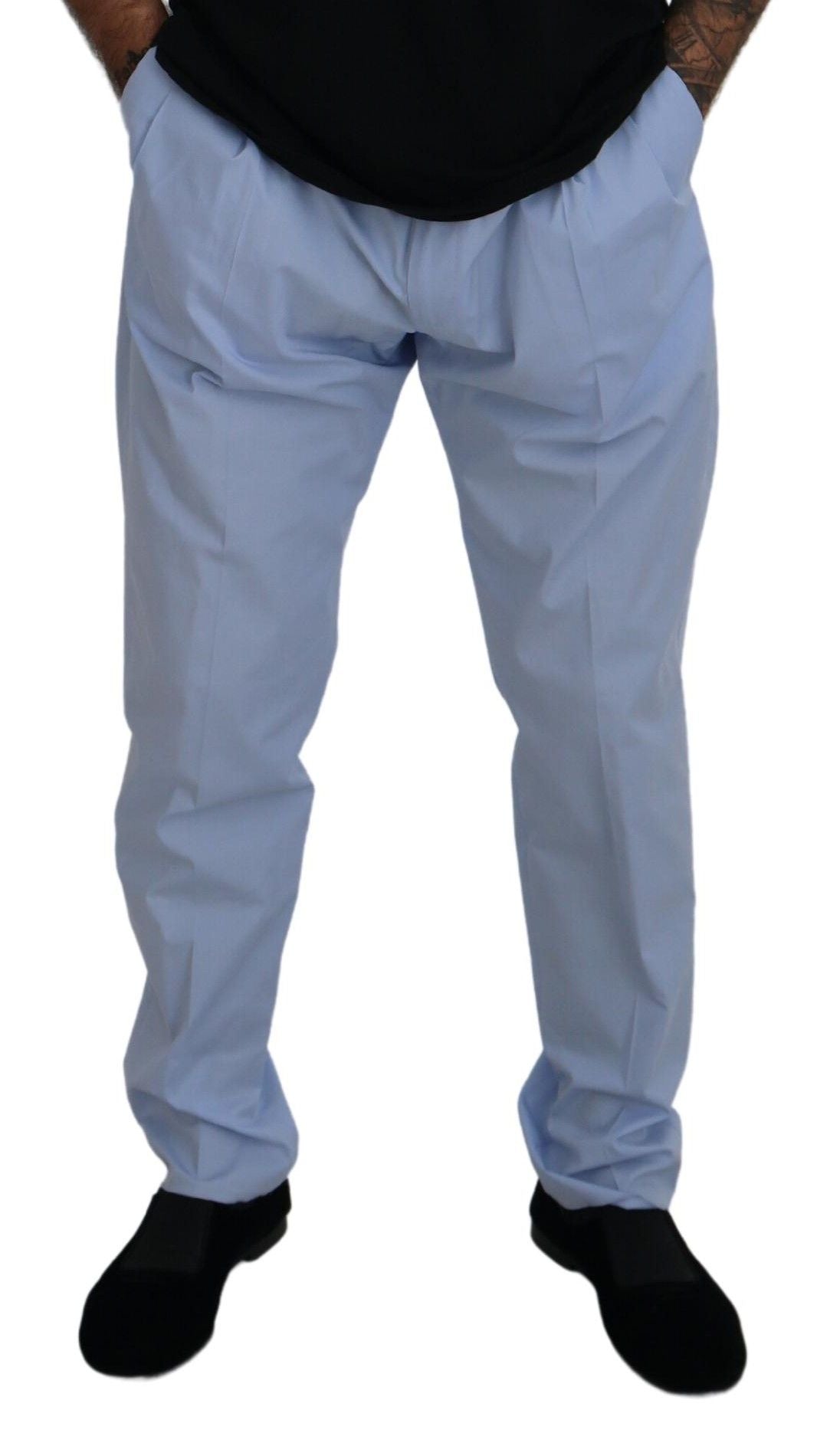 Dolce & Gabbana Blue Cotton Stretch Trousers Chinos Pants - Zeiniez