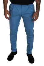 Dolce & Gabbana Blue Cotton Silk Trousers Chinos Pants - Zeiniez