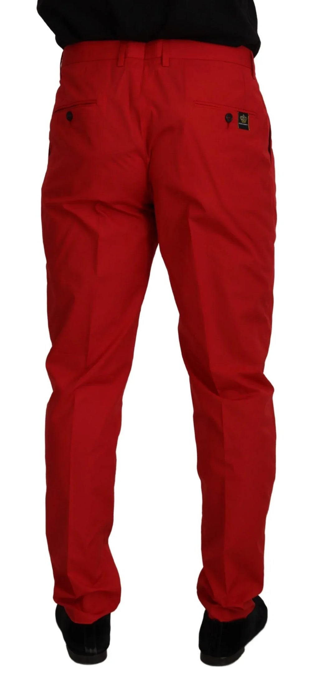 Dolce & Gabbana Red Cotton Slim Fit Trousers Chinos Pants - Zeiniez