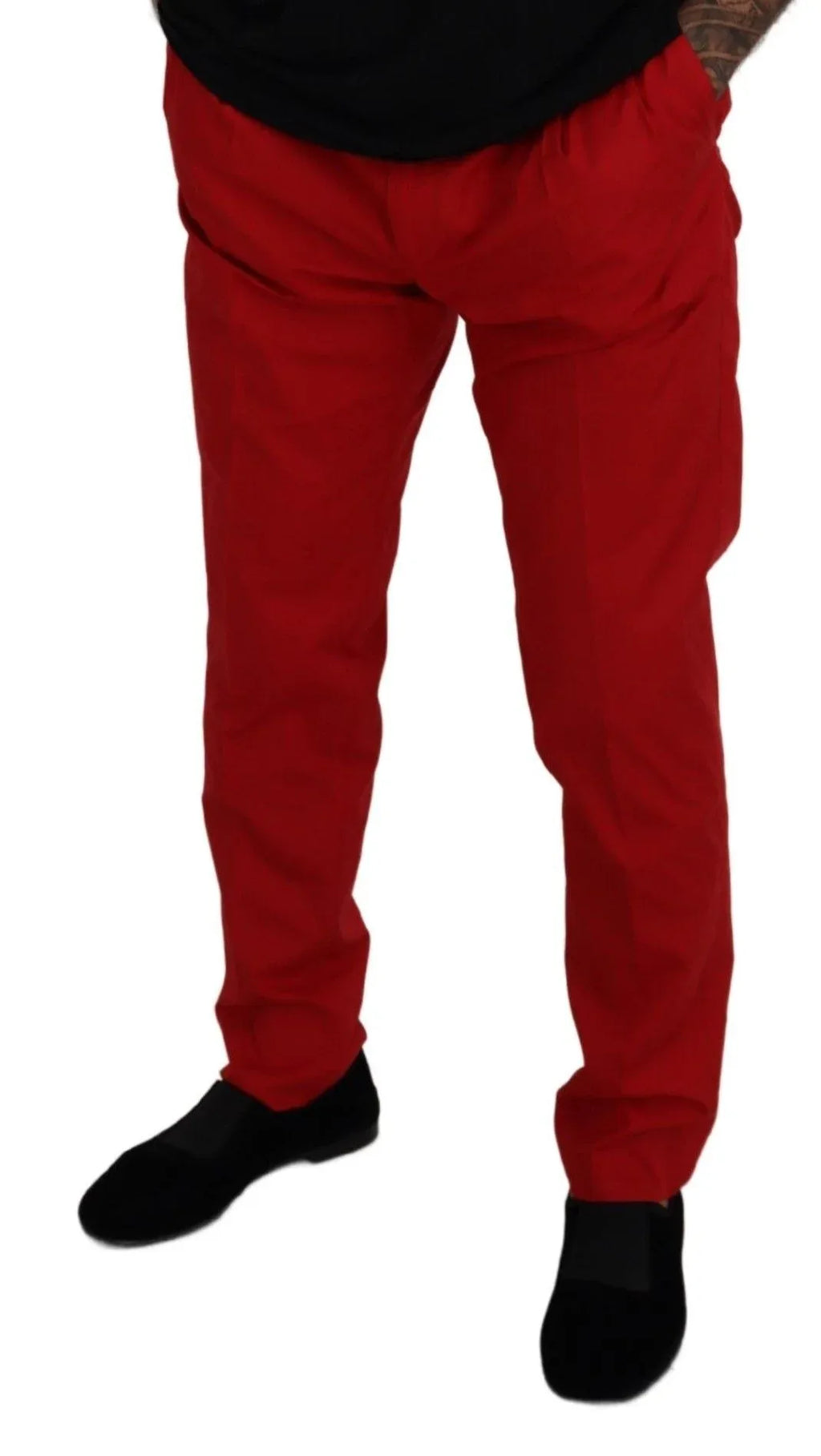Dolce & Gabbana Red Cotton Slim Fit Trousers Chinos Pants - Zeiniez