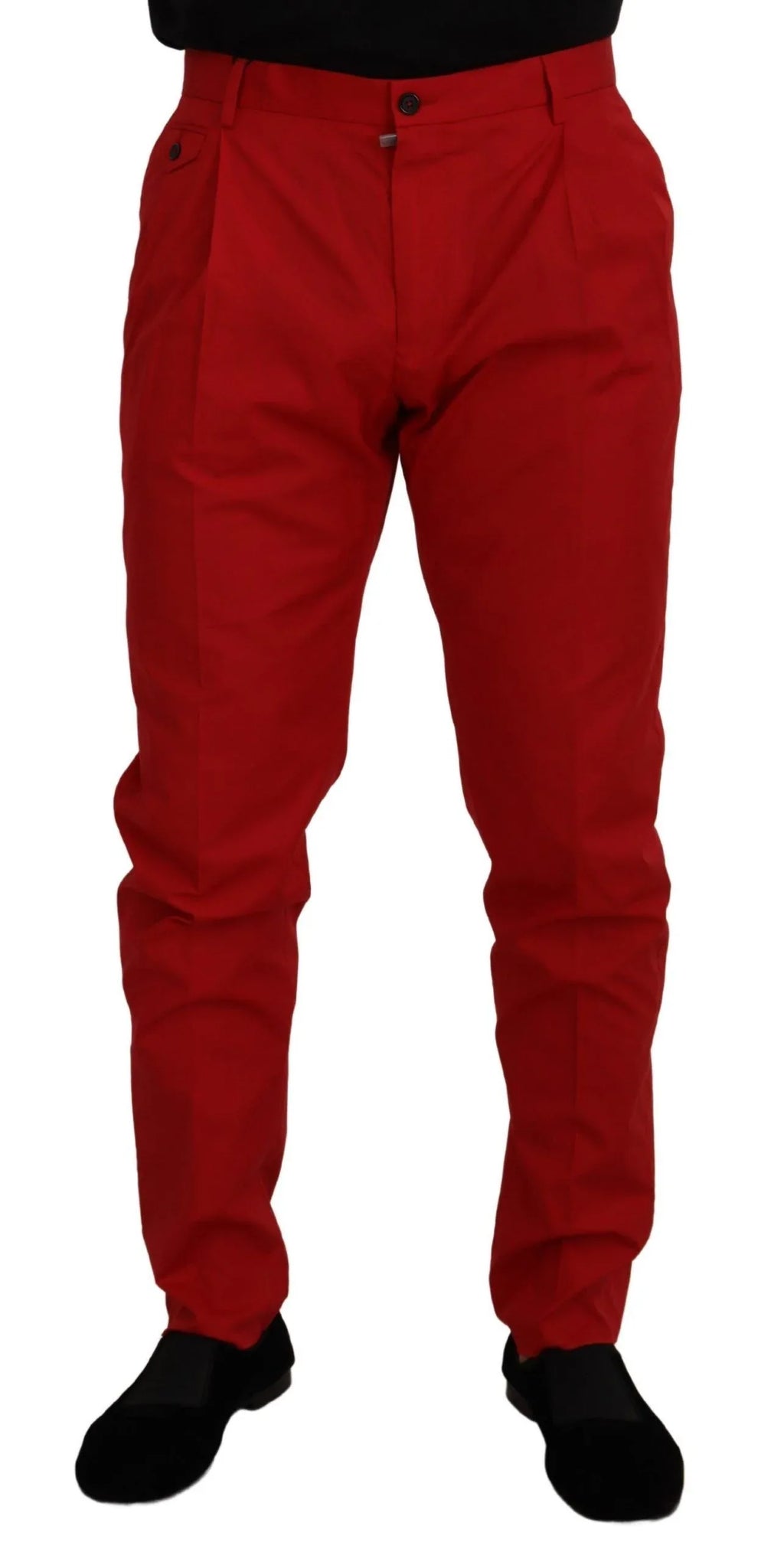 Dolce & Gabbana Red Cotton Slim Fit Trousers Chinos Pants - Zeiniez