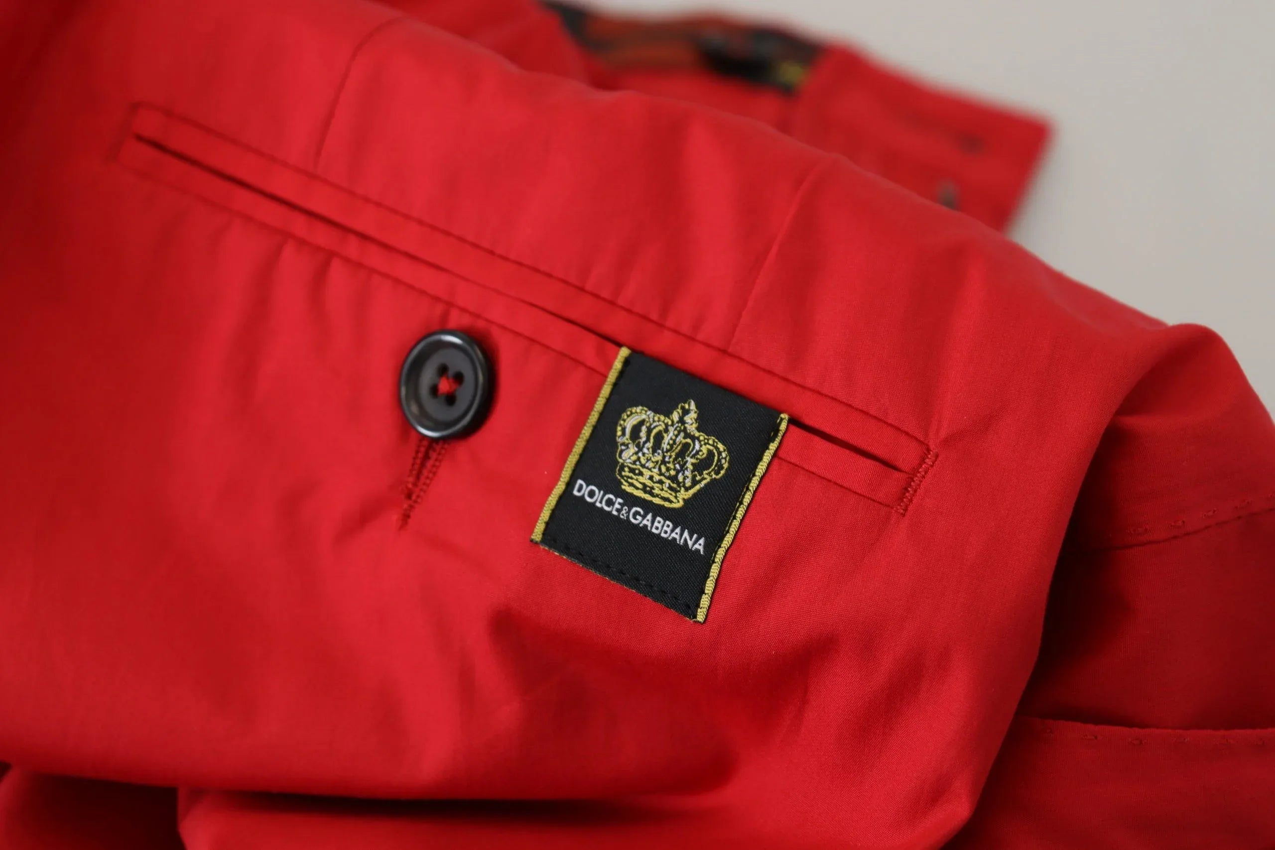 Dolce & Gabbana Red Cotton Slim Fit Trousers Chinos Pants - Zeiniez