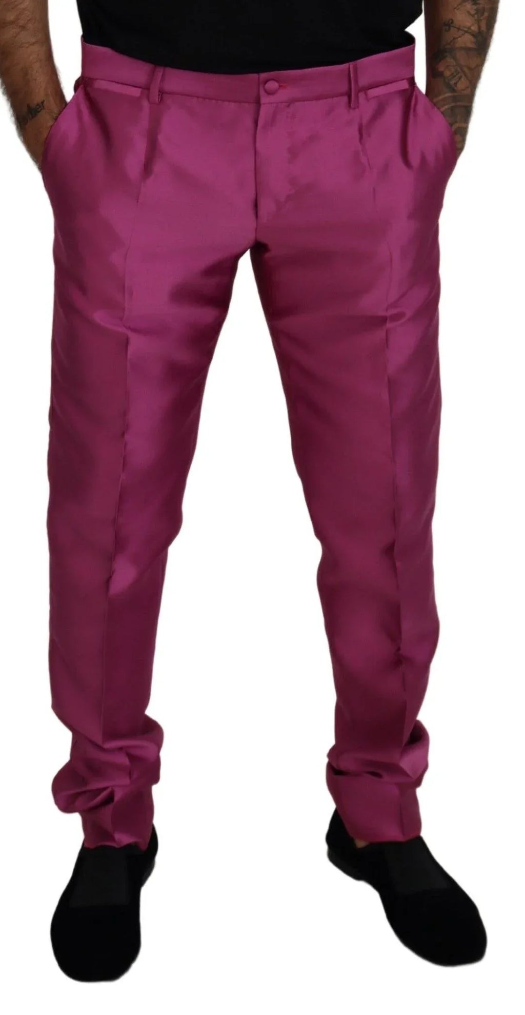 Dolce & Gabbana Pink Silk Slim Trousers Dress Formal Pants - Zeiniez