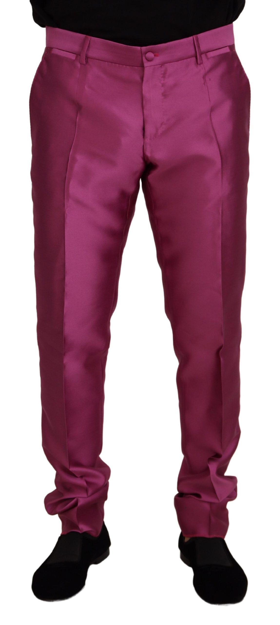 Dolce & Gabbana Pink Silk Slim Trousers Dress Formal Pants - Zeiniez