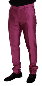 Dolce & Gabbana Pink Silk Slim Trousers Dress Formal Pants - Zeiniez