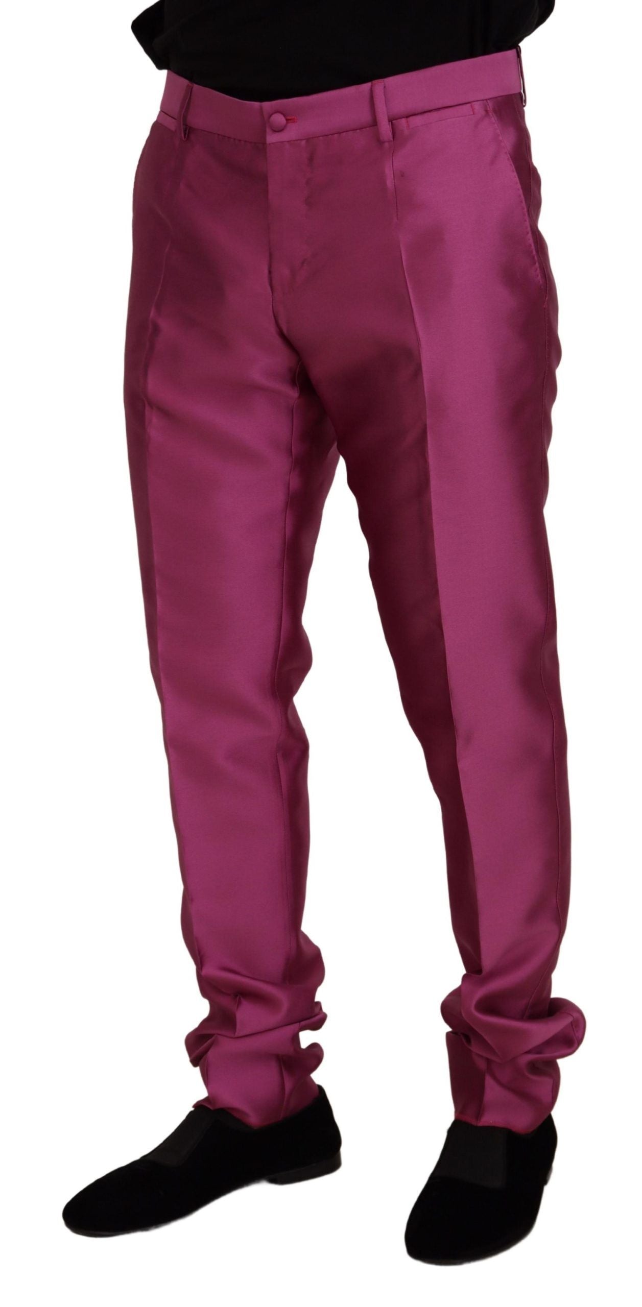 Dolce & Gabbana Pink Silk Slim Trousers Dress Formal Pants - Zeiniez