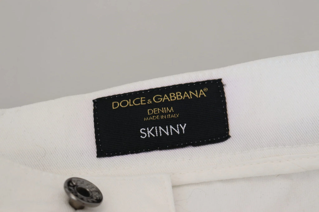 Dolce & Gabbana White Slim Skinny Stretch Cotton Denim Jeans - Zeiniez