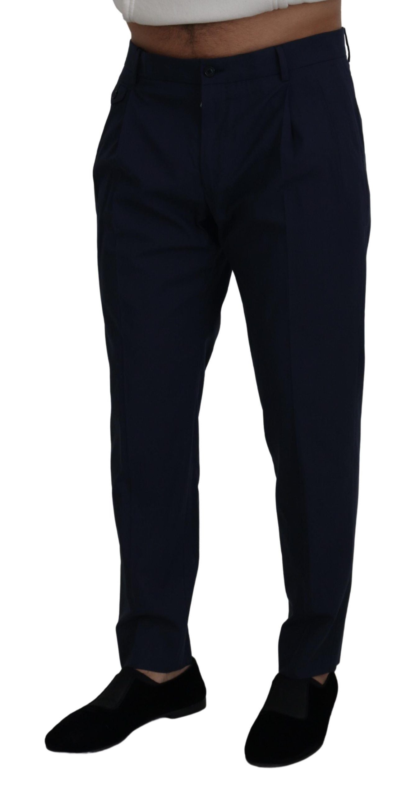 Dolce & Gabbana Blue Cotton Slim Trousers Chinos Pants - Zeiniez
