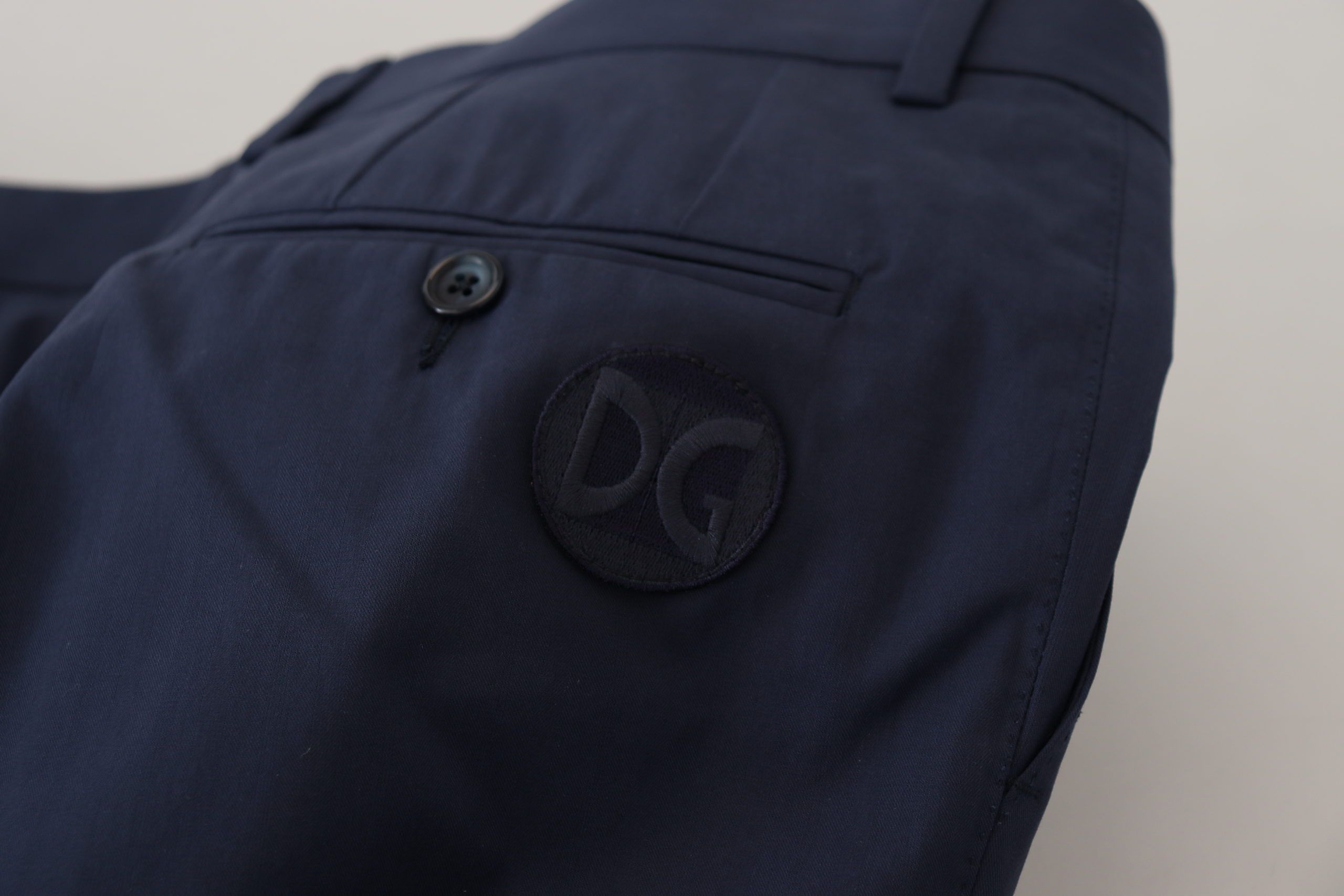 Dolce & Gabbana Blue Cotton Slim Trousers Chinos Pants - Zeiniez