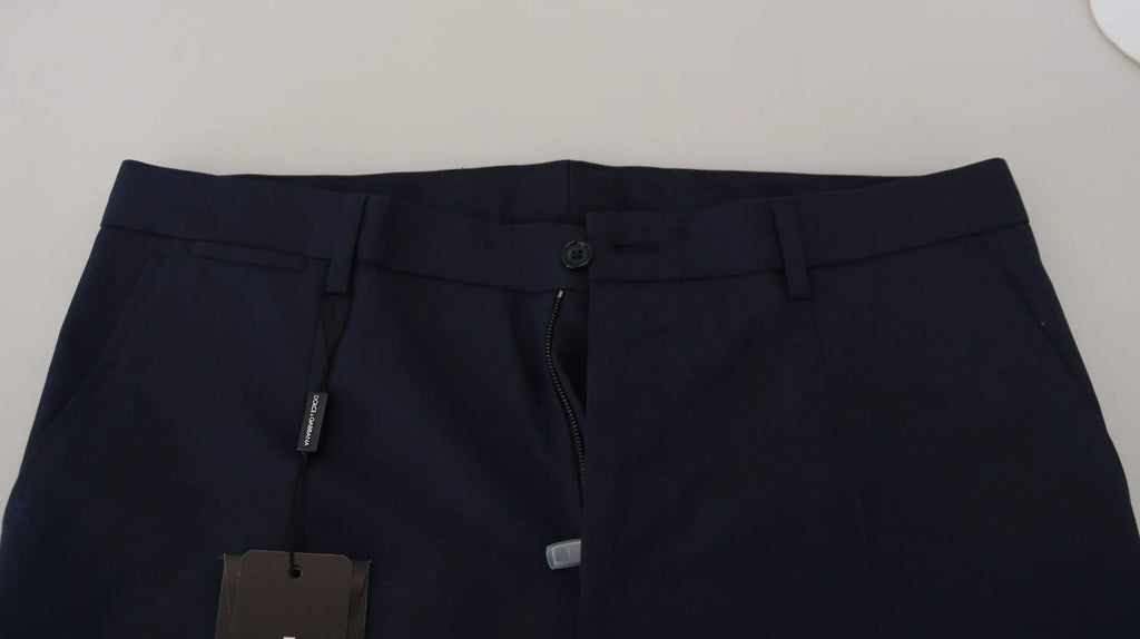 Dolce & Gabbana Blue Linen Cotton Slim Trousers Chinos Pants - Zeiniez