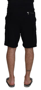 Dolce & Gabbana Black Cotton Bermuda Cargo Shorts - Zeiniez