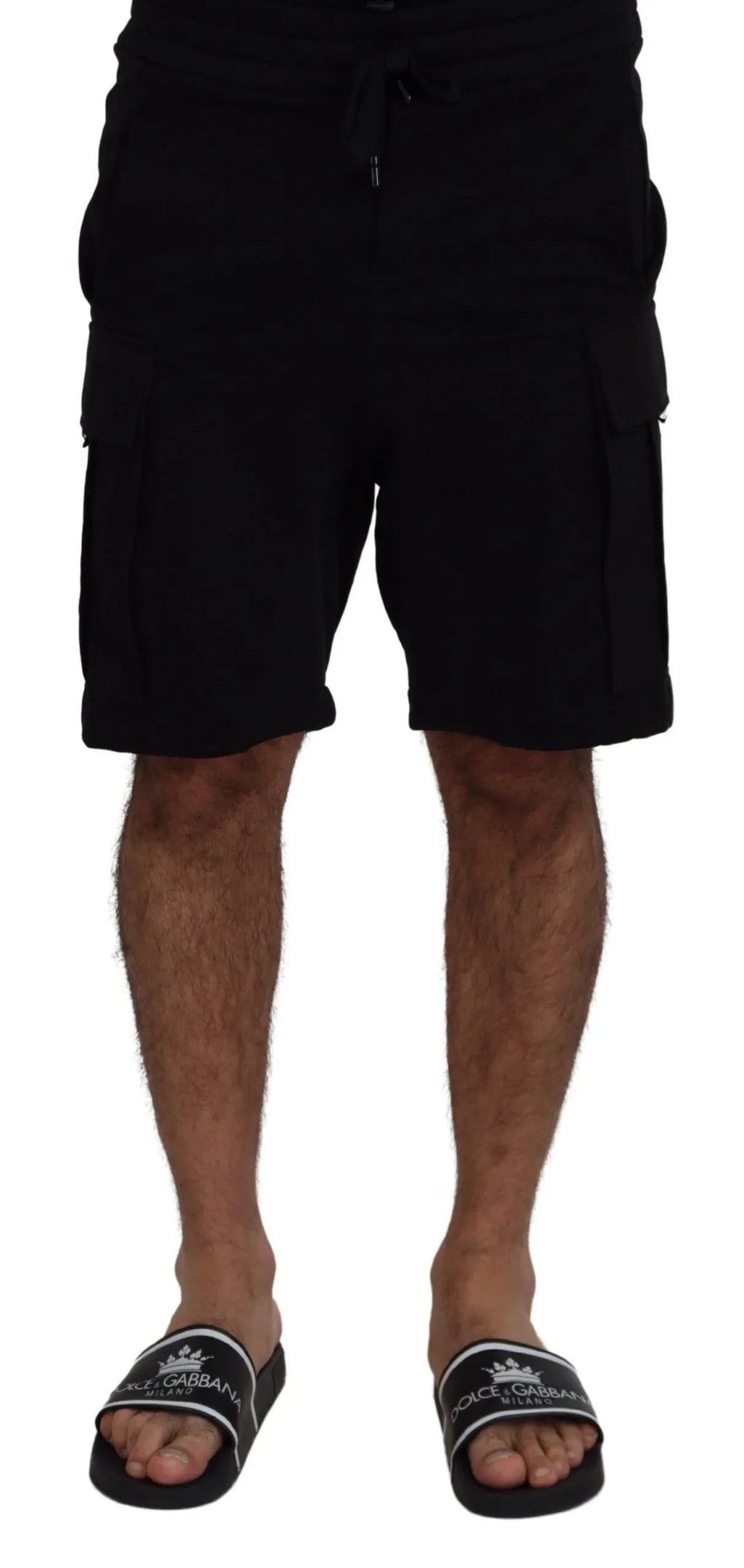 Dolce & Gabbana Black Cotton Bermuda Cargo Shorts - Zeiniez