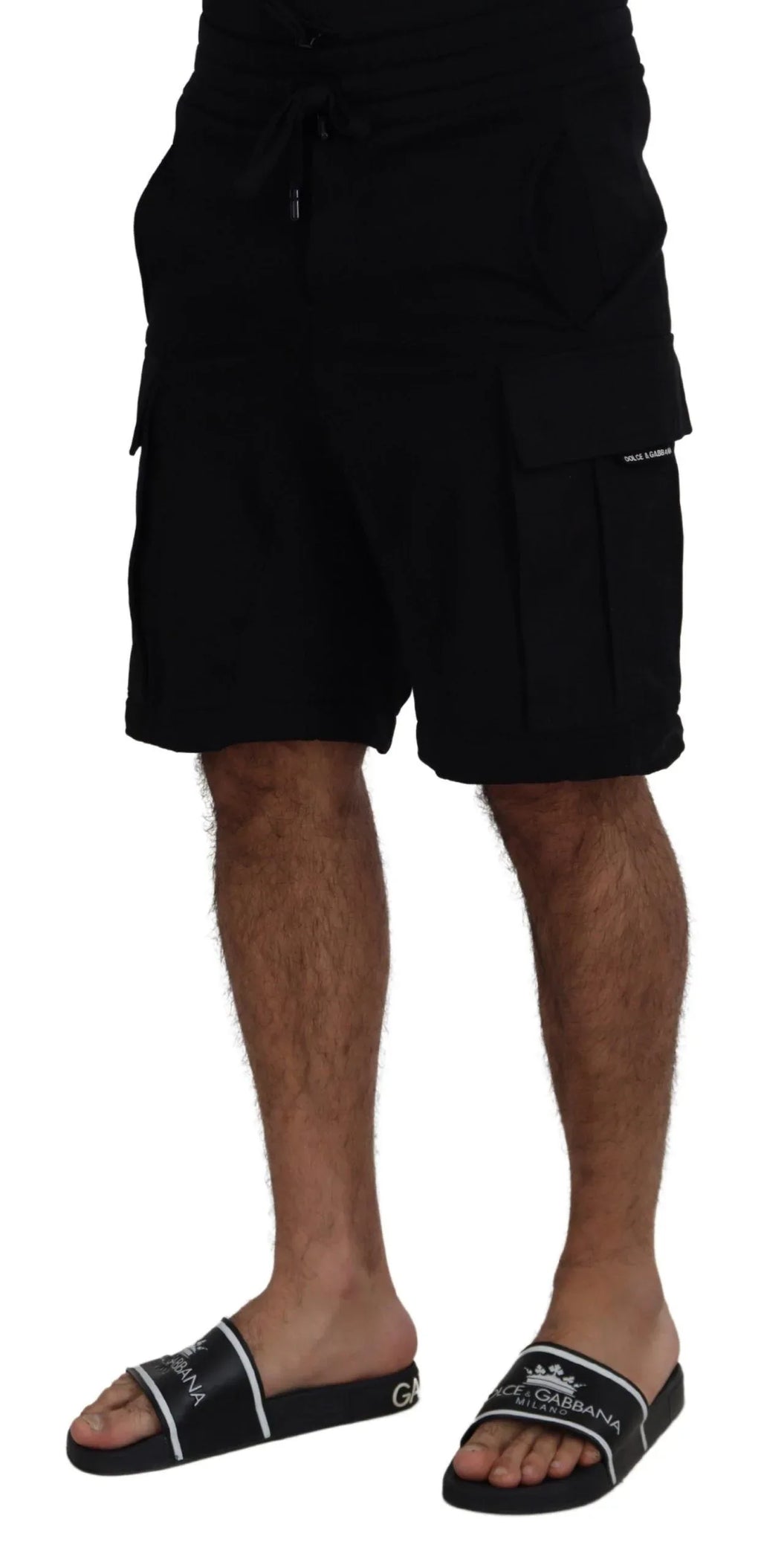 Dolce & Gabbana Black Cotton Bermuda Cargo Shorts - Zeiniez