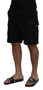 Dolce & Gabbana Black Cotton Bermuda Cargo Shorts - Zeiniez