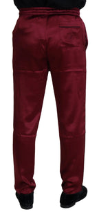 Dolce & Gabbana Bordeaux Silk DG Sleep Lounge Pants - Zeiniez
