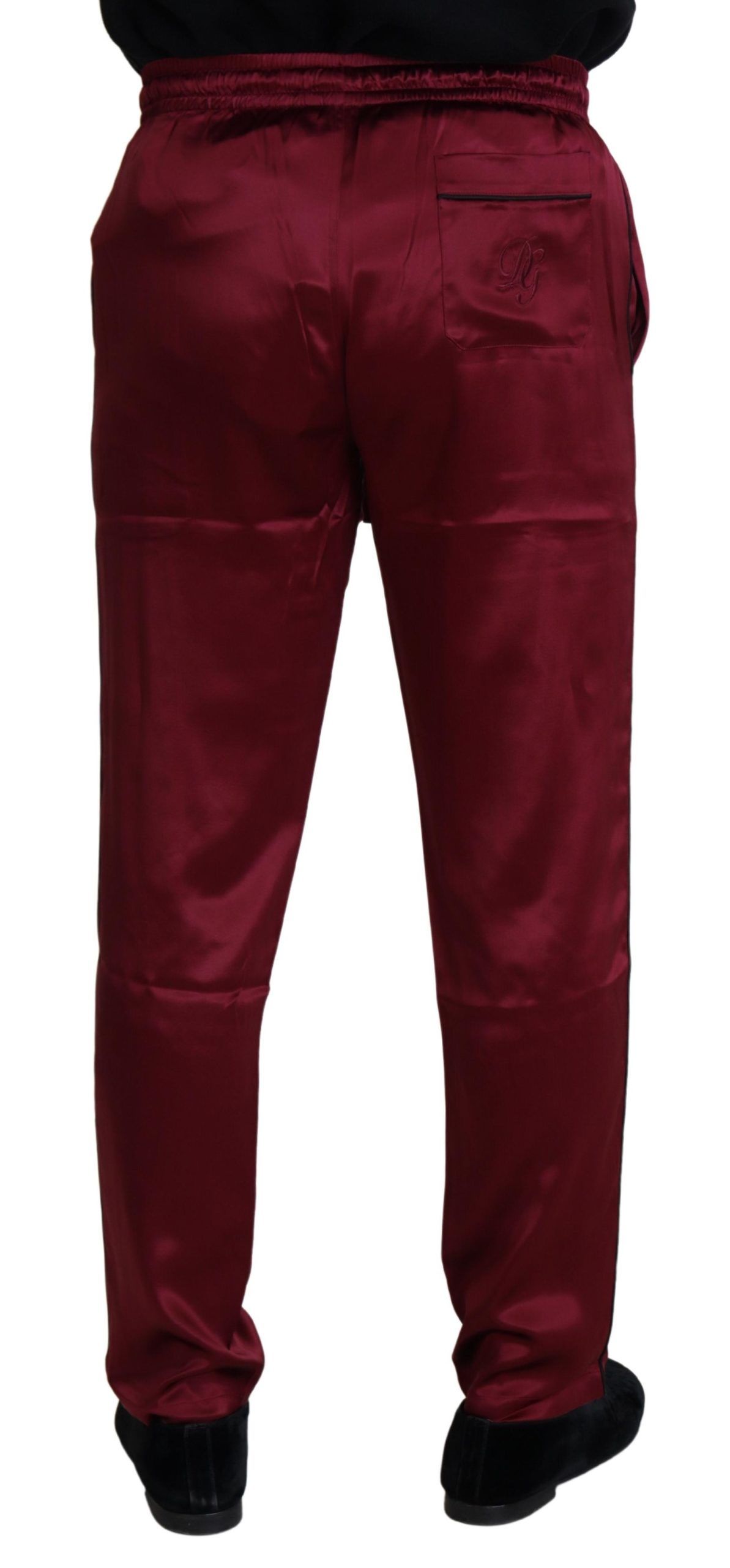 Dolce & Gabbana Bordeaux Silk DG Sleep Lounge Pants - Zeiniez