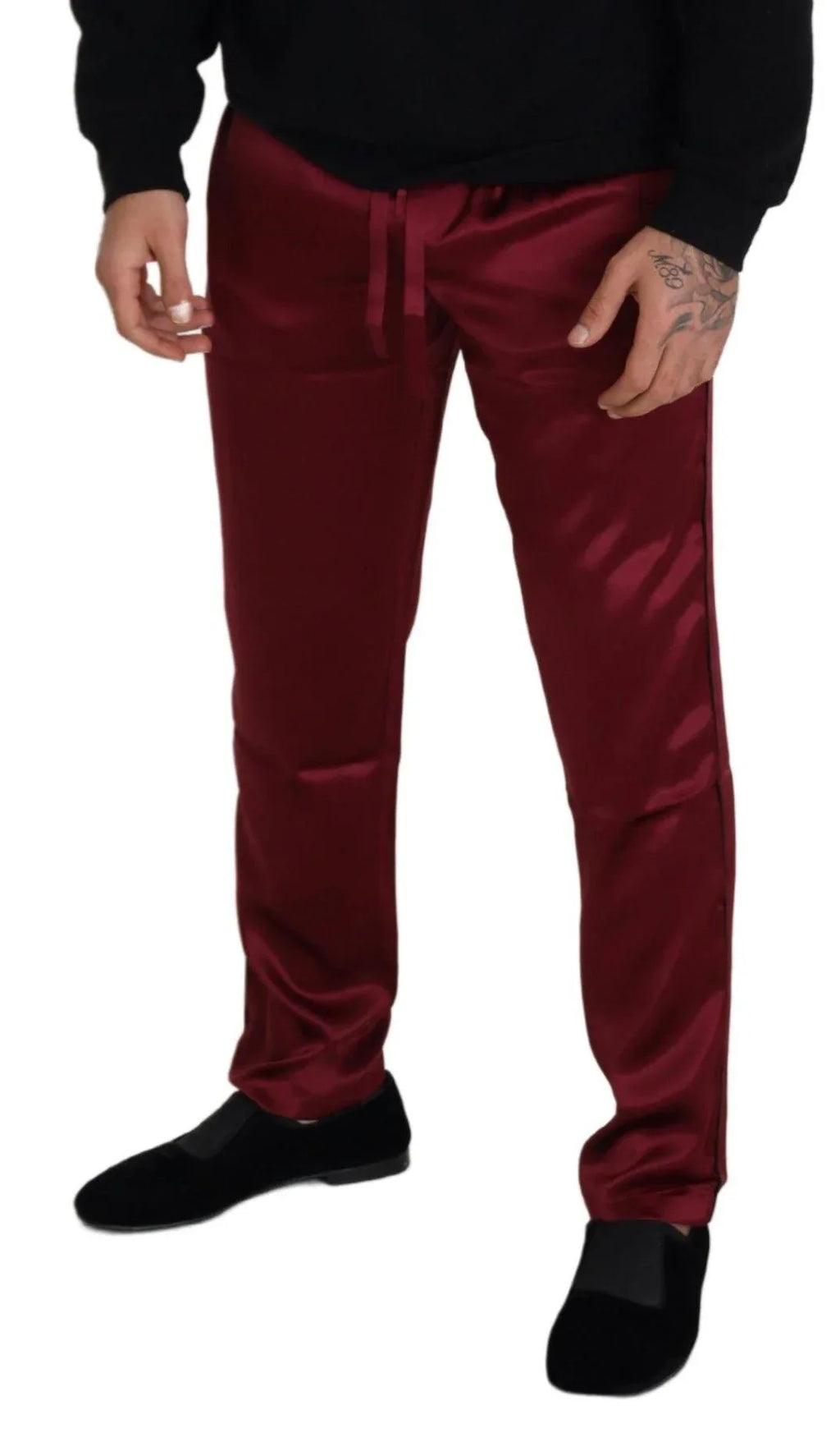 Dolce & Gabbana Bordeaux Silk DG Sleep Lounge Pants - Zeiniez