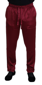 Dolce & Gabbana Bordeaux Silk DG Sleep Lounge Pants - Zeiniez