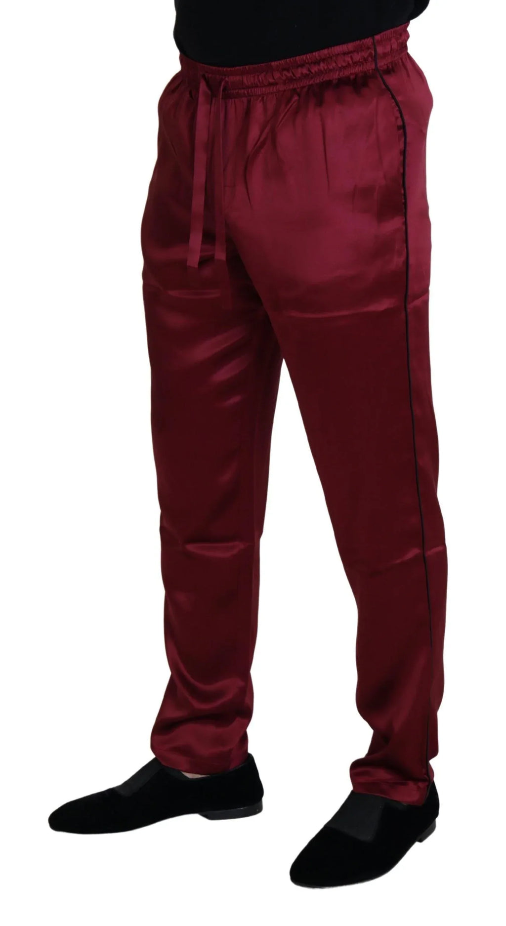 Dolce & Gabbana Bordeaux Silk DG Sleep Lounge Pants - Zeiniez